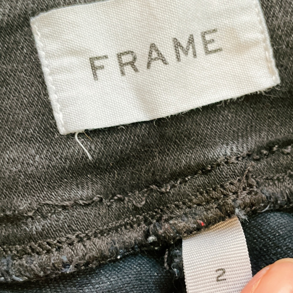 Frame Jet Set High Rise Wide Leg Jeans Sheen Noir - plus size Black Fits 29-34 - Picture 5 of 9